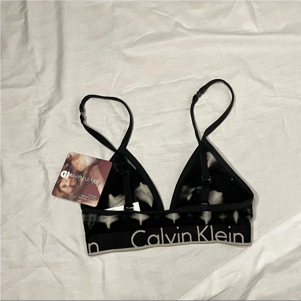 Calvin Klein Tie Dye Tringle Bralette Black White